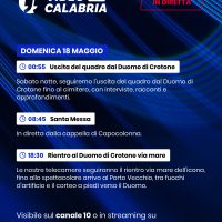 Locandina evento a Crotone: dettagli orari, istruzioni e link streaming, con colori blu e testo evidenziato