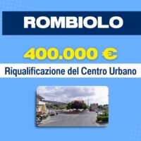 Rombiolo – Riqualificazione del Centro Urbano: lavori in corso, strada panoramica e attività locali, vista urbana con verde pubblico