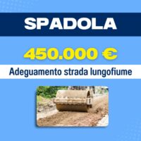 Immagine banner pubblicitario SPADOLA: prezzo 450.000 €, servizi di adeguamento strada lungomare, veicoli operativi su strada sterrata.
