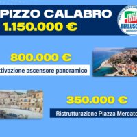 Immagine promozionale con offerte immobiliari: prezzi in euro, panoramiche, ristrutturazione Piazza Mercato e ascensore panoramico, Berluso.