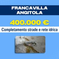 Pubblicità ingannevole: immagine di una buca d’acqua su strada, testo '400.000 €' e promesse stradali senza fondamento.