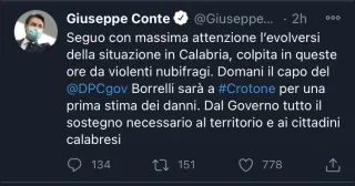 Lunedì in Calabria il ministro Boccia e il capo della Prociv Borrelli: l’annuncio del premier Conte