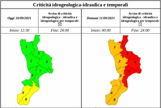 Maltempo: allerta rossa sulla fascia jonica, arancione sul resto della regione