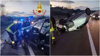 Incidente sulla ss 107 nel Crotonese, auto si capovolge: due feriti