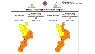 Maltempo: prevista allerta arancione su gran parte della Calabria per giovedì 14 ottobre