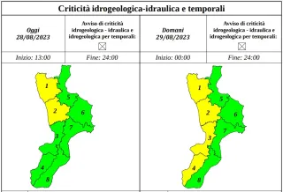 METEO | Pioggia e maltempo in Calabria: prevista allerta gialla per martedì 29 agosto