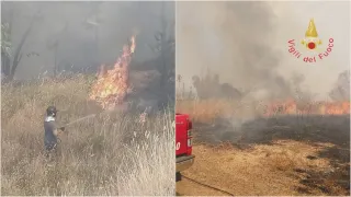Incendio a Sant'Eufemia, fiamme vicino ad abitazioni e stop temporaneo ai treni