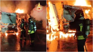 Tropea: a fuoco dieci mezzi per la raccolta rifiuti ed uno scuolabus