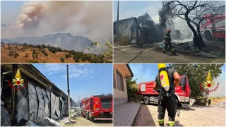 Giornata di fuoco nel Crotonese: incendio in azienda e vasto rogo di vegetazione