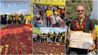 Coldiretti Calabria realizza una collana di peperoncino da record: 530 metri