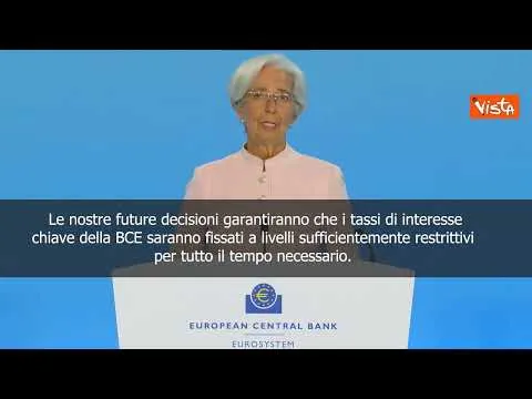 Lagarde (Bce): Decisioni su tassi interesse forniranno contributo per ridurre inflazione