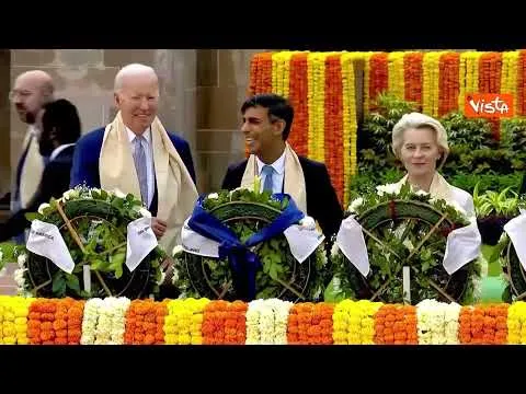 G20 in India, i leader al Memorial Raj Ghat Mahatma Ghandi