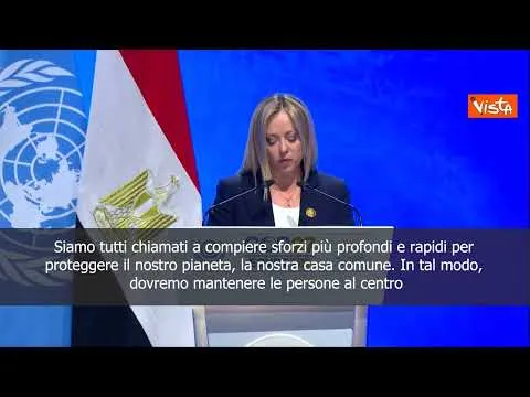 SOTTOTITOLI Meloni: Siamo a momento decisivo per lotta ai cambiamenti climatici, servono più sforzi