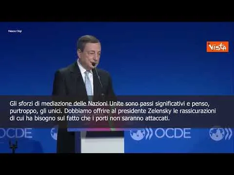 SOTTOTITOLI Draghi: "Sbloccare grano ucraino, sforzi di mediazione Onu sono, purtroppo, gli unici"