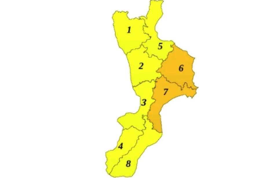 Maltempo in Calabria: allerta arancione sulla fascia jonica, giallo nel resto della regione