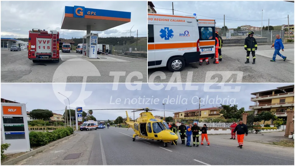 Esplosione di gas ad una stazione di rifornimento sulla 106: due i feriti