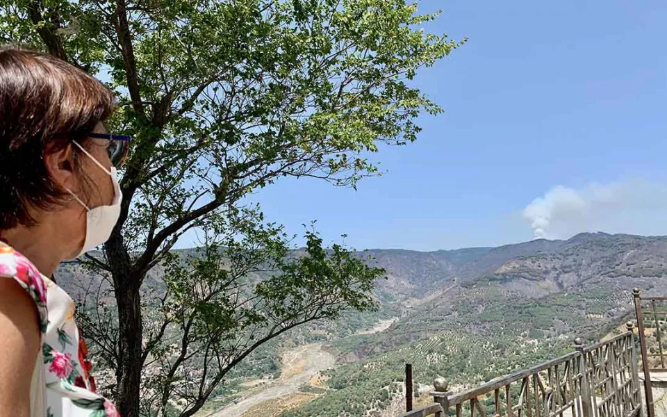 Amalia Bruni nell'area grecanica devastata dagli incendi: "Ci serve aiuto, ma anche noi dobbiamo reagire"