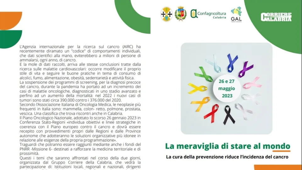 Torna "Meraviglie di Calabria": secondo appuntamento dedicato alla prevenzione oncologica