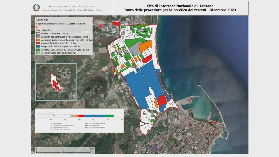 Bonifica Crotone, il report del Ministero: "238 ettari non indagati"