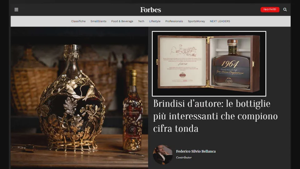 Il Brandy Stravecchio Caffo sulla prestigiosa rivista "Forbes"
