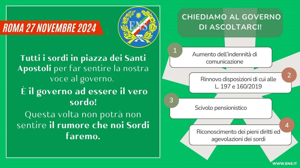 L’Ente Nazionale Sordi scende in piazza a Roma per i diritti