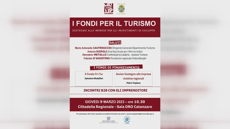 Mid I start up: parte il progetto regionale di finanziamento per il potenziamento del settore turistico