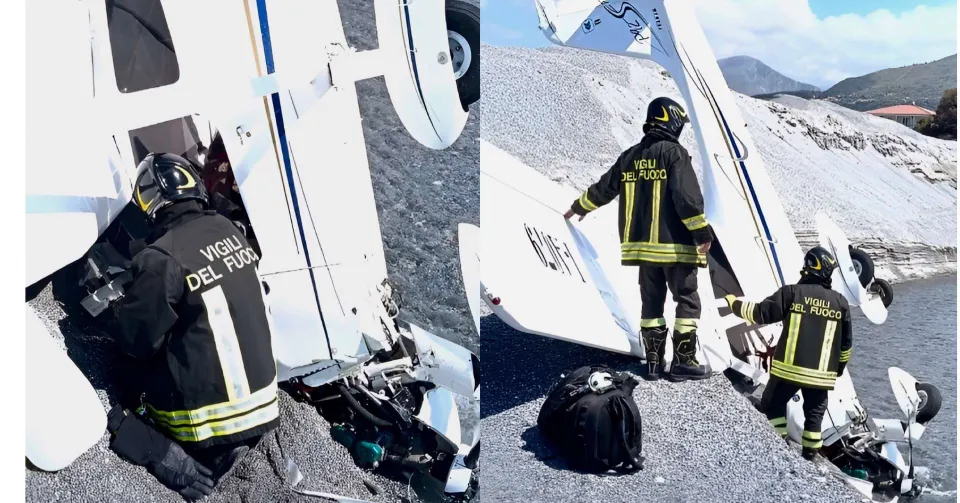 Ultraleggero precipita sulla spiaggia di Grisolia Lido, due persone illese