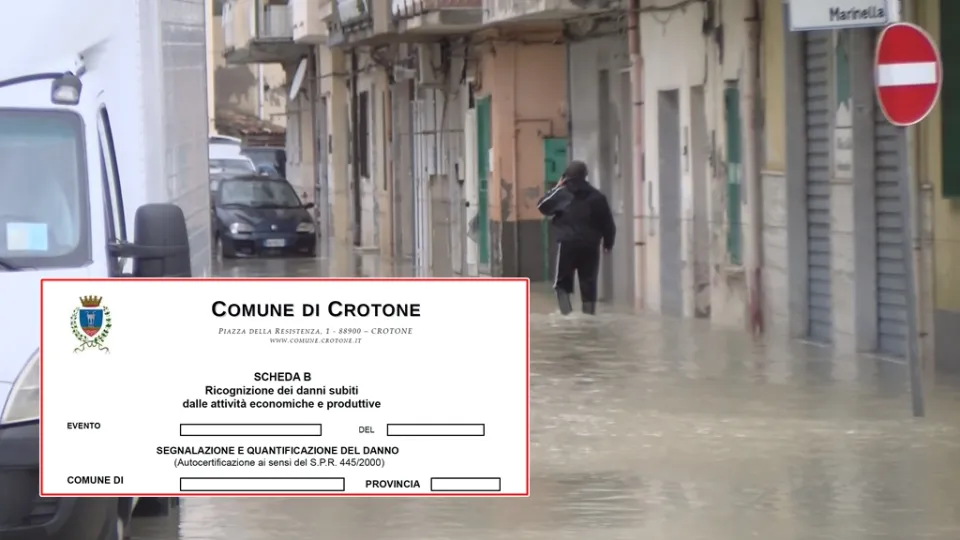 Alluvione a Crotone, il Comune distribuisce la modulistica per la prima ricognizione dei danni (SCARICALA QUI)