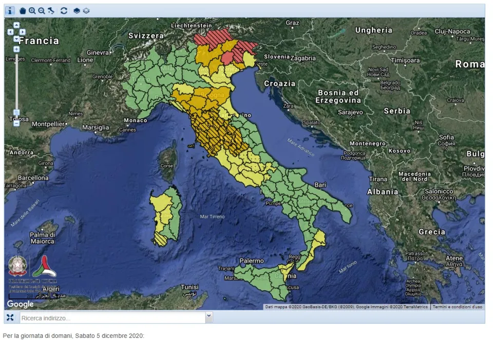 Maltempo, diramata allerta gialla sulla Calabria jonica per sabato 5 dicembre