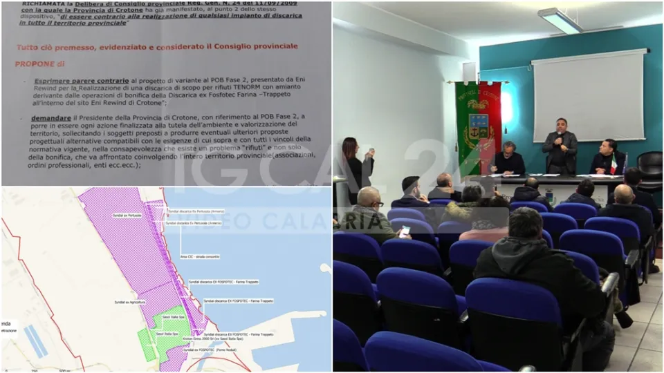 VIDEO | Bonifica: il Consiglio Provinciale di Crotone dice no alla realizzazione della discarica per rifiuti Tenorm
