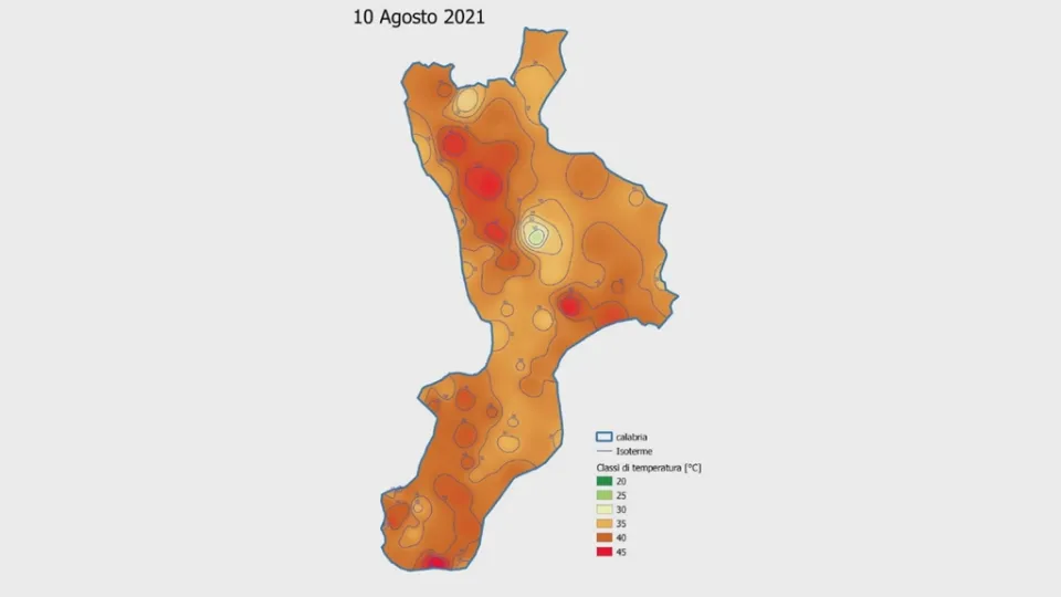 Caldo al di sopra delle medie: registrato ad agosto picco di 45° a Bova Marina