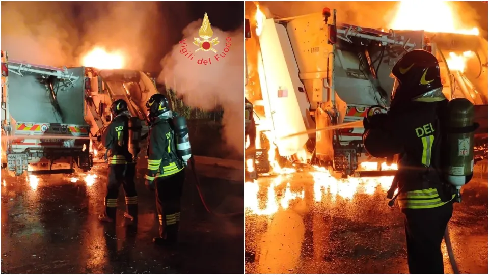 Tropea: a fuoco dieci mezzi per la raccolta rifiuti ed uno scuolabus