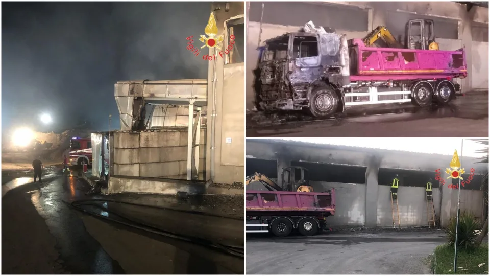 A fuoco capannone per lo smaltimento di rifiuti organici nel Reggino