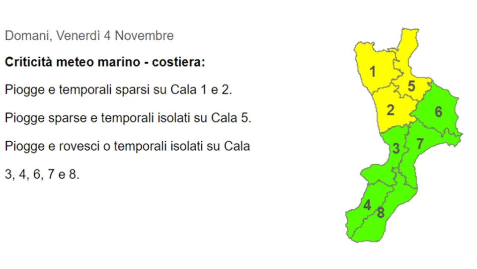 METEO | Allerta gialla per la giornata di venerdì 4 novembre 2022
