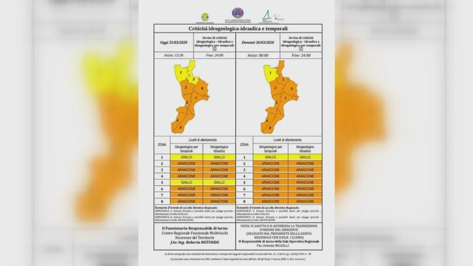 Maltempo, peggiorano le previsioni meteo: diramata allerta arancione in Calabria