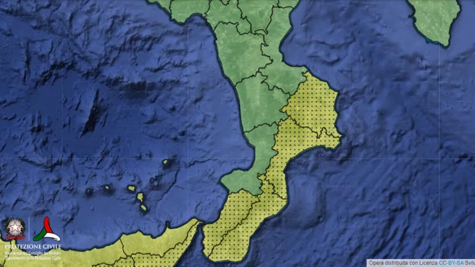Pioggia e vento: allerta gialla in Calabria per venerdì 15 dicembre