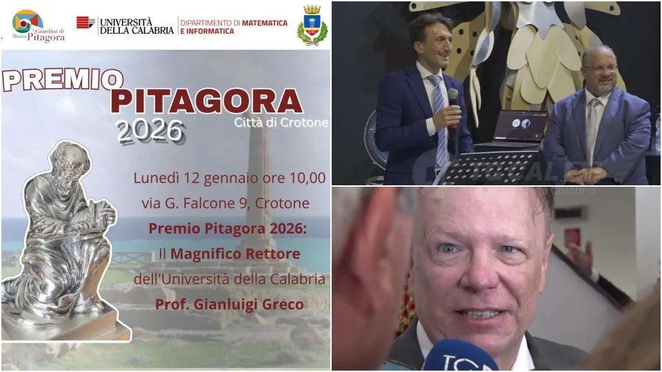 Premio Pitagora 2026 al rettore dell'Unical Gianluigi Greco